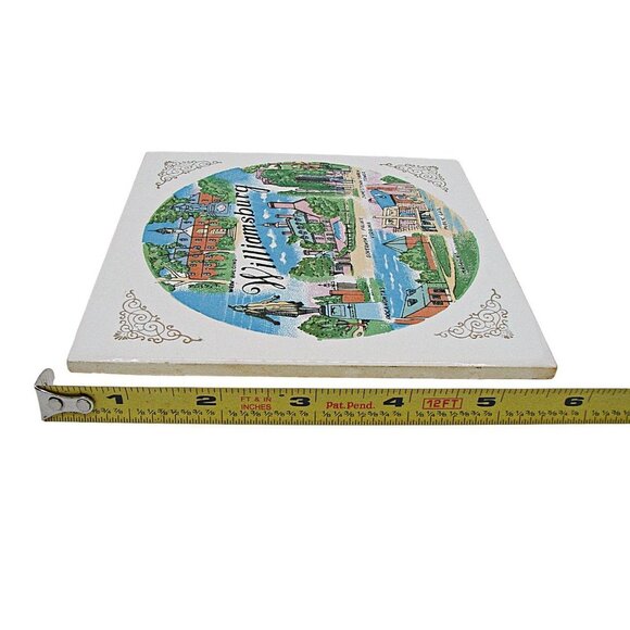 Vintage Colonial Williamsburg Virginia Ceramic Tile Trivet Souvenir Decor Hang - Picture 5 of 11